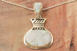 Calvin Begay New Design Fire and Ice Opal Sterling Silver  Pendant